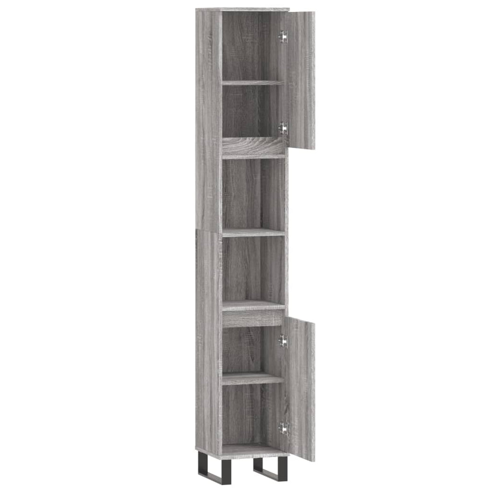 Badkamerkast 30x30x190 cm bewerkt hout grijs sonoma eikenkleur MeubelReus