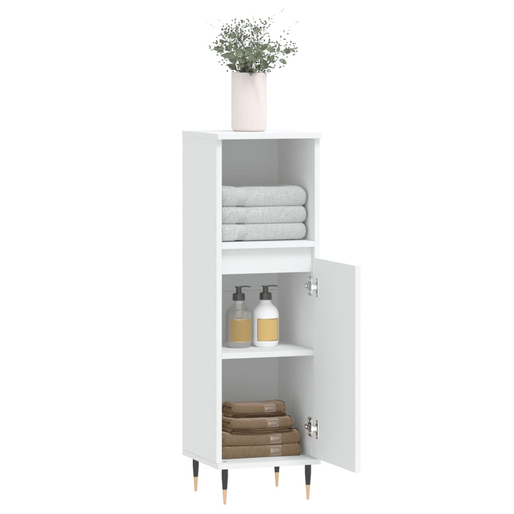Badkamerkast 30x30x100 cm bewerkt hout wit MeubelReus
