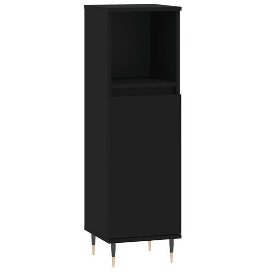 Badkamerkast 30x30x100 cm bewerkt hout zwart MeubelReus