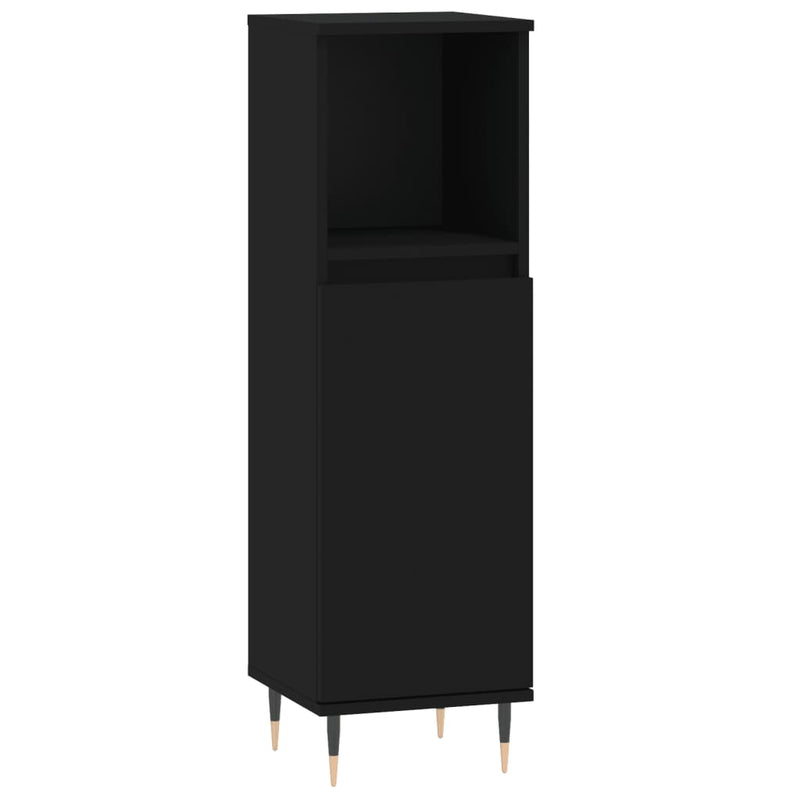 Badkamerkast 30x30x100 cm bewerkt hout zwart MeubelReus