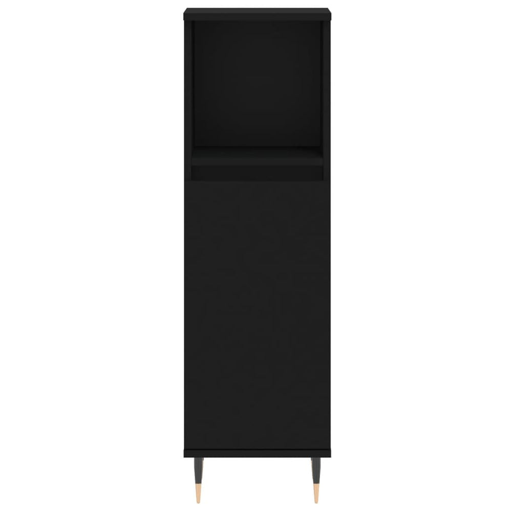 Badkamerkast 30x30x100 cm bewerkt hout zwart MeubelReus