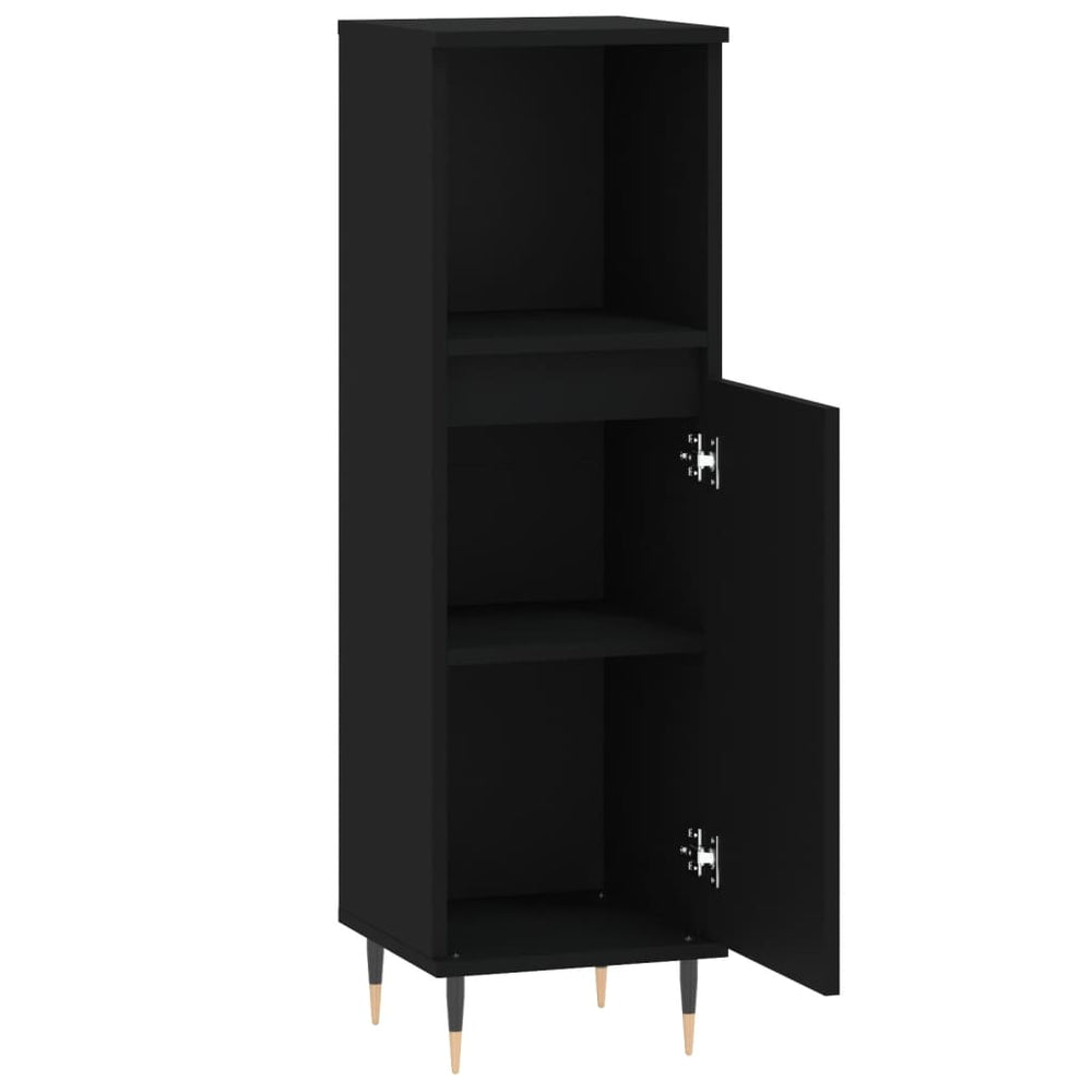 Badkamerkast 30x30x100 cm bewerkt hout zwart MeubelReus