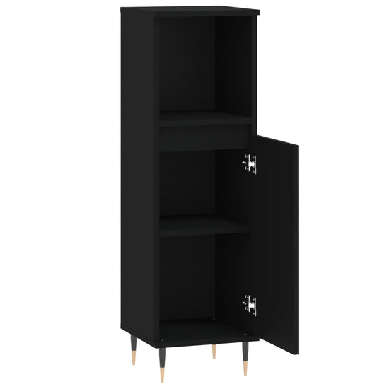 Badkamerkast 30x30x100 cm bewerkt hout zwart MeubelReus