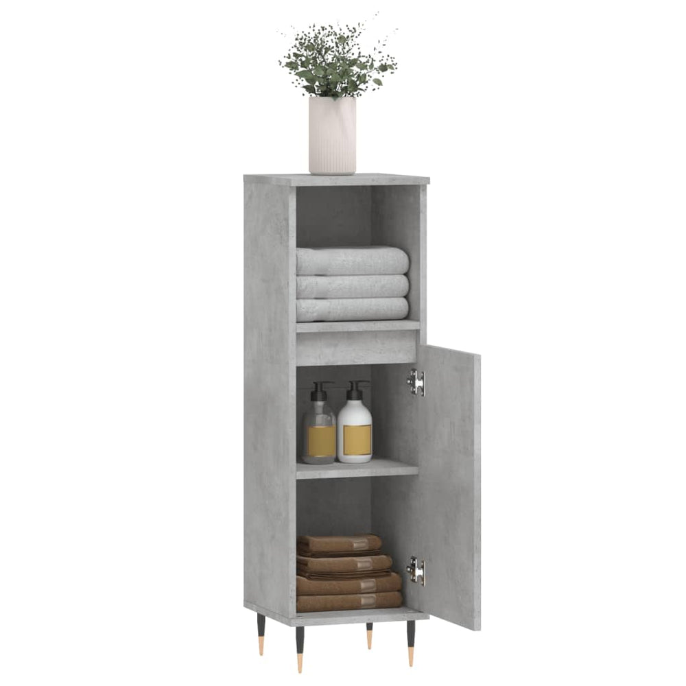 Badkamerkast 30x30x100 cm bewerkt hout betongrijs MeubelReus