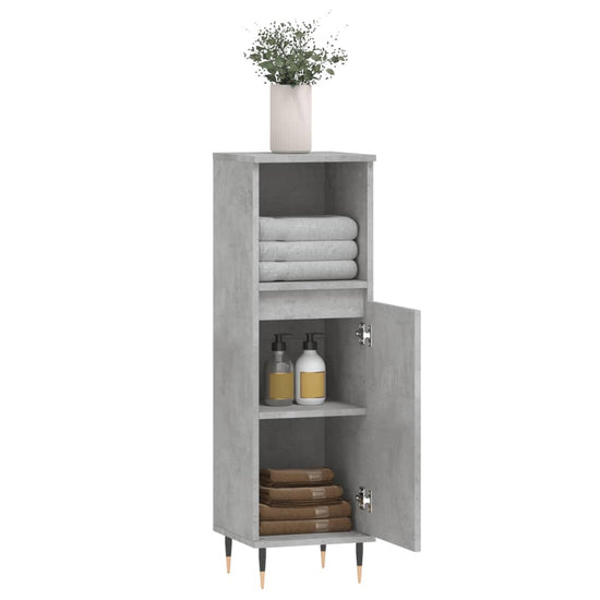Badkamerkast 30x30x100 cm bewerkt hout betongrijs MeubelReus