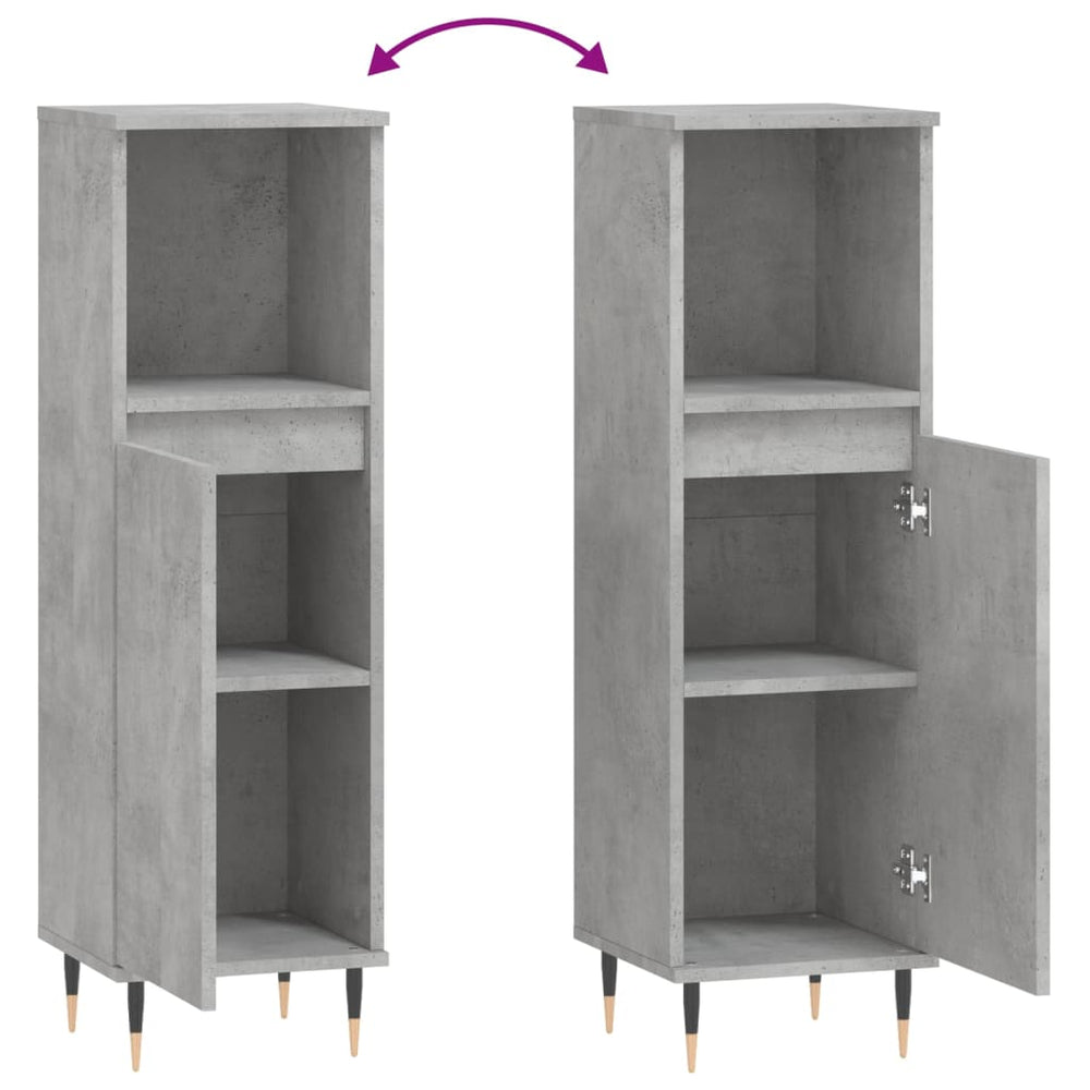 Badkamerkast 30x30x100 cm bewerkt hout betongrijs MeubelReus