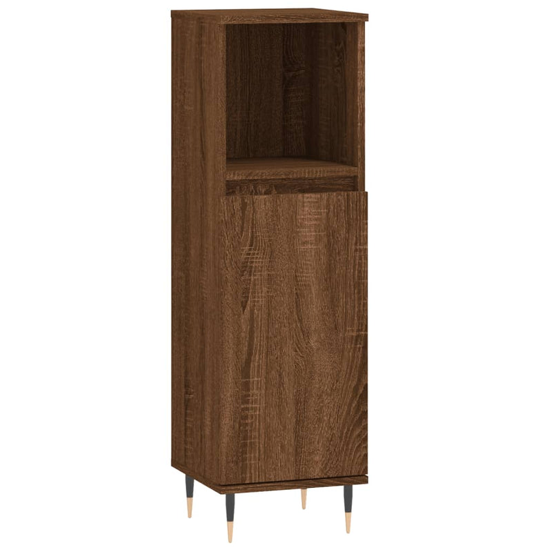 Badkamerkast 30x30x100 cm bewerkt hout bruin eikenkleur MeubelReus