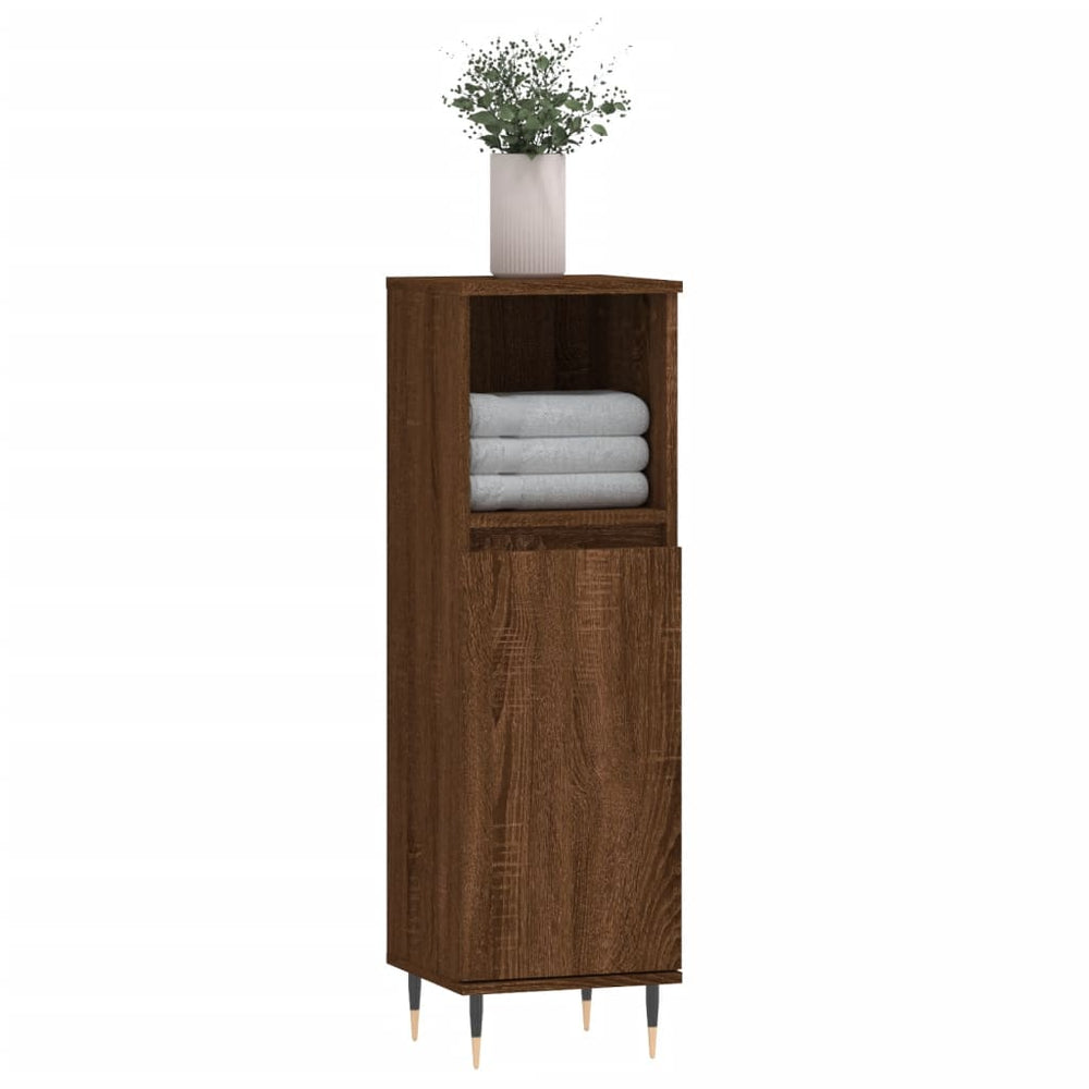 Badkamerkast 30x30x100 cm bewerkt hout bruin eikenkleur MeubelReus