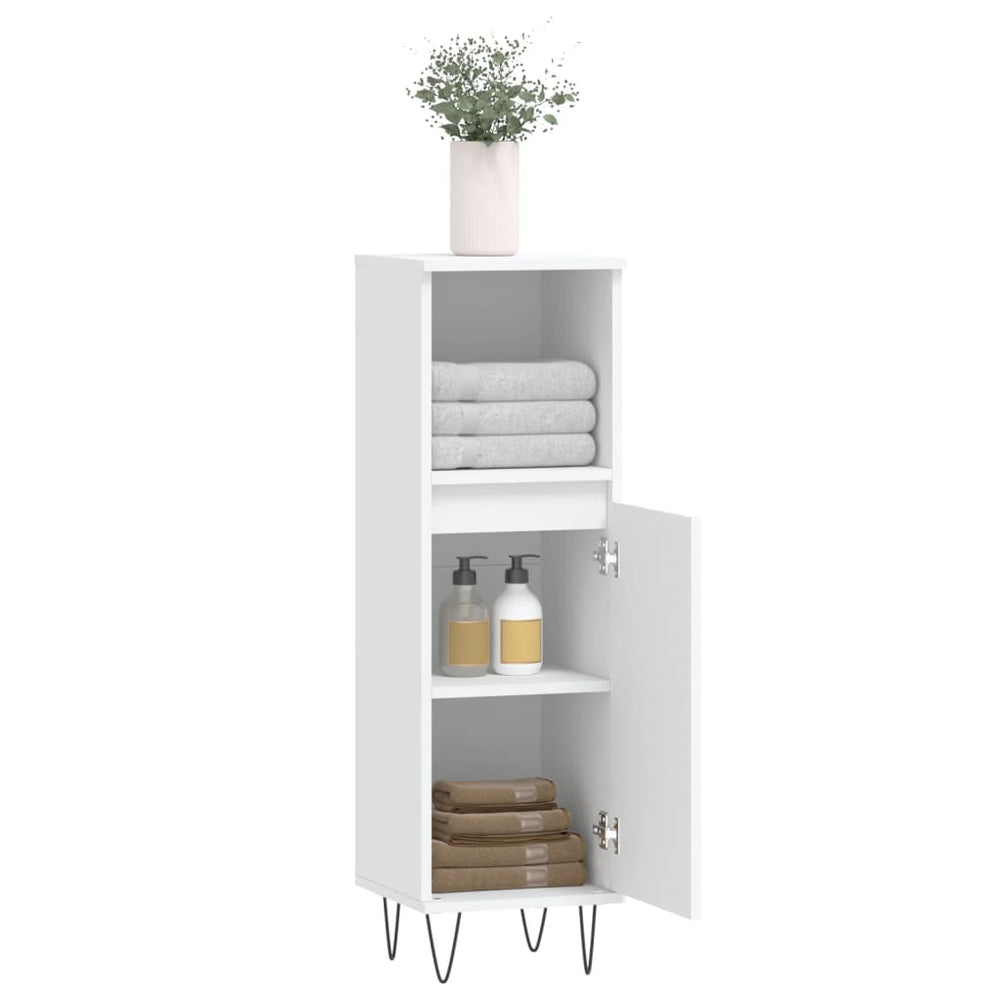 Badkamerkast 30x30x100 cm bewerkt hout wit MeubelReus