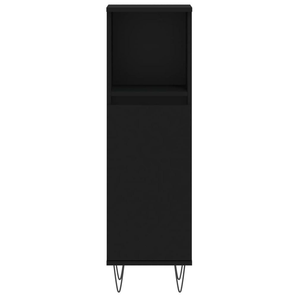 Badkamerkast 30x30x100 cm bewerkt hout zwart MeubelReus
