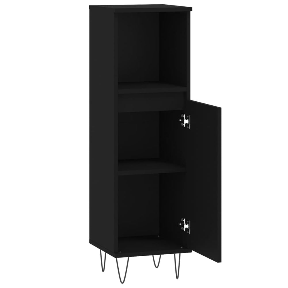 Badkamerkast 30x30x100 cm bewerkt hout zwart MeubelReus