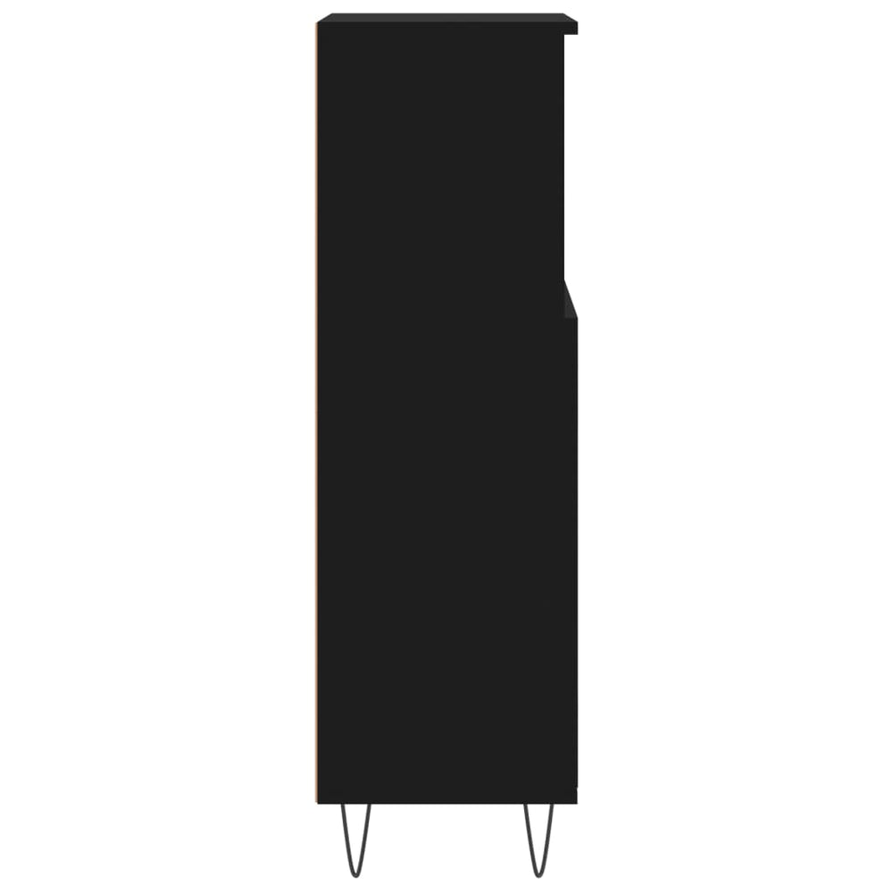 Badkamerkast 30x30x100 cm bewerkt hout zwart MeubelReus