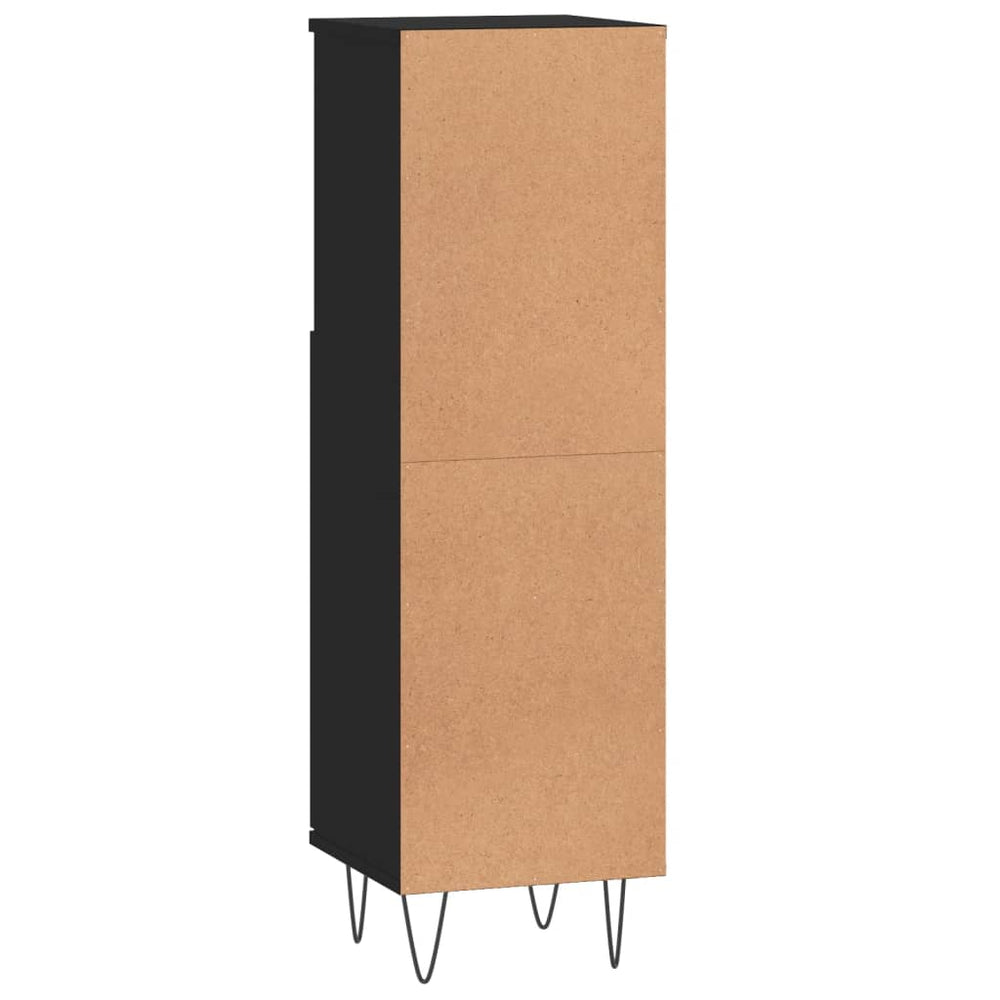 Badkamerkast 30x30x100 cm bewerkt hout zwart MeubelReus