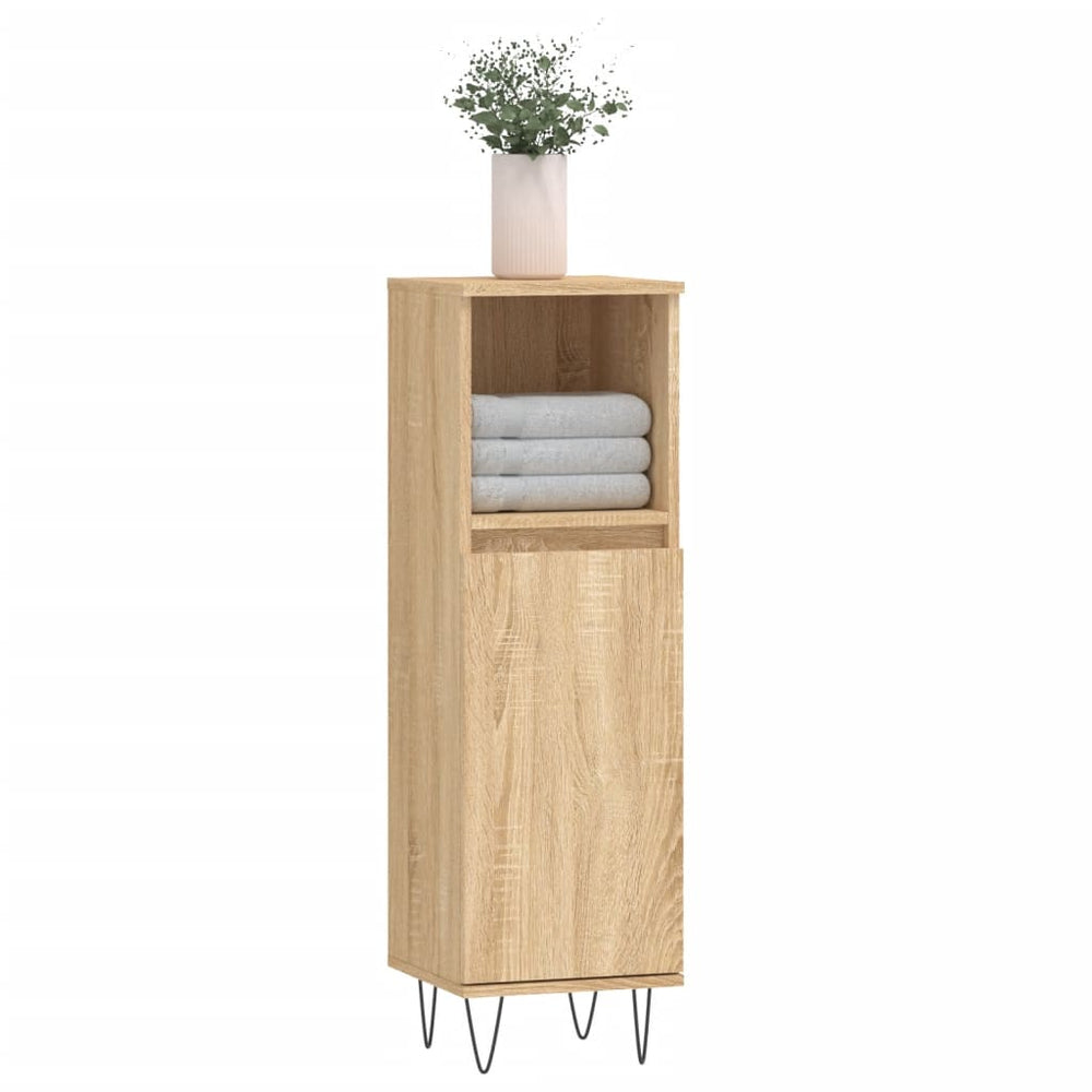 Badkamerkast 30x30x100 cm bewerkt hout sonoma eikenkleurig MeubelReus
