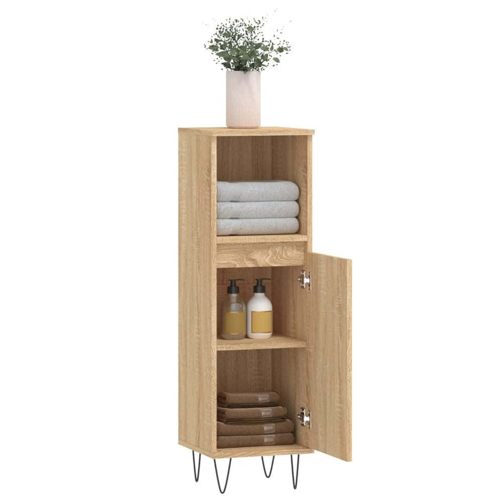 Badkamerkast 30x30x100 cm bewerkt hout sonoma eikenkleurig MeubelReus