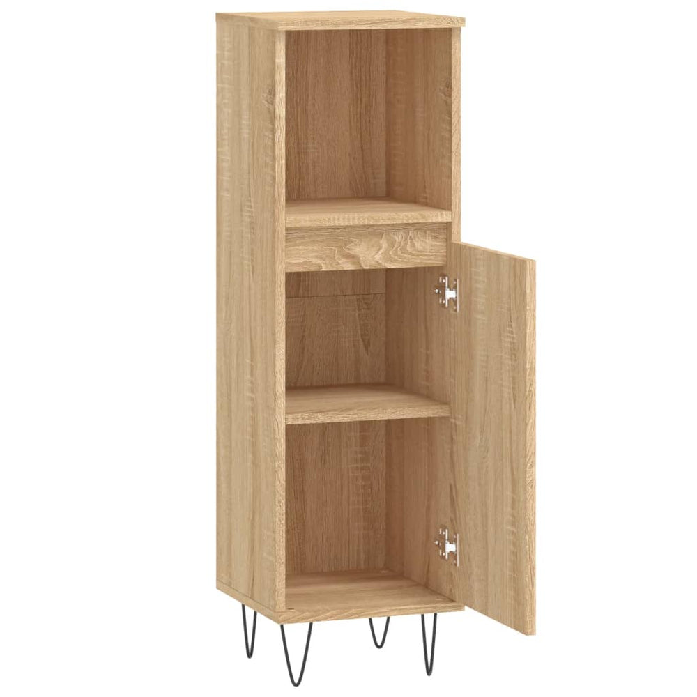 Badkamerkast 30x30x100 cm bewerkt hout sonoma eikenkleurig MeubelReus