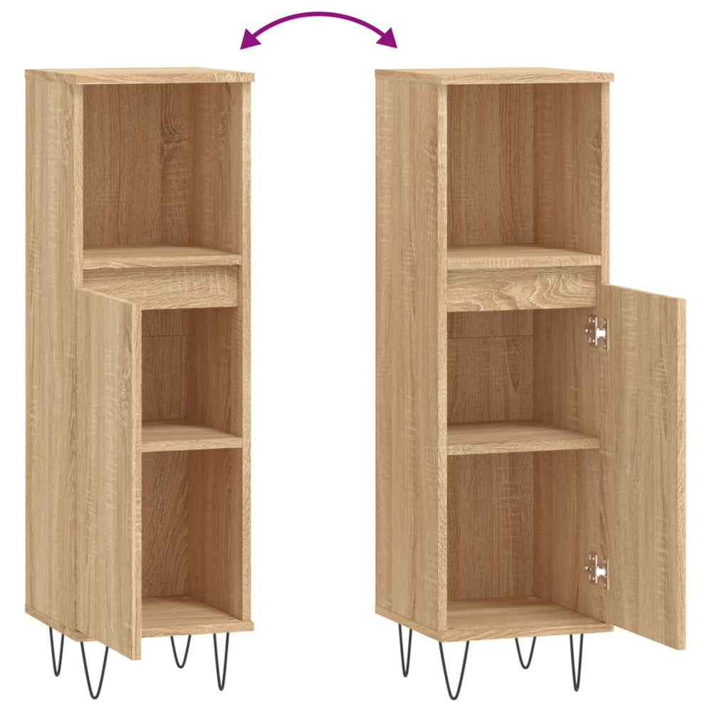 Badkamerkast 30x30x100 cm bewerkt hout sonoma eikenkleurig MeubelReus