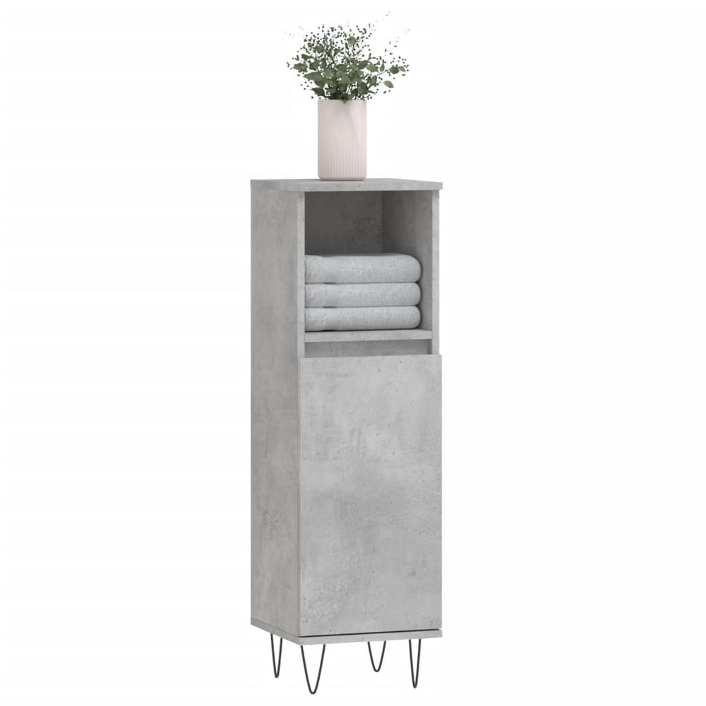 Badkamerkast 30x30x100 cm bewerkt hout betongrijs MeubelReus