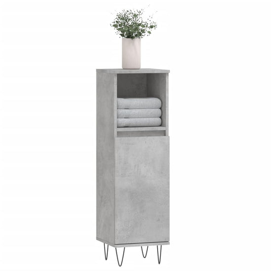 Badkamerkast 30x30x100 cm bewerkt hout betongrijs MeubelReus