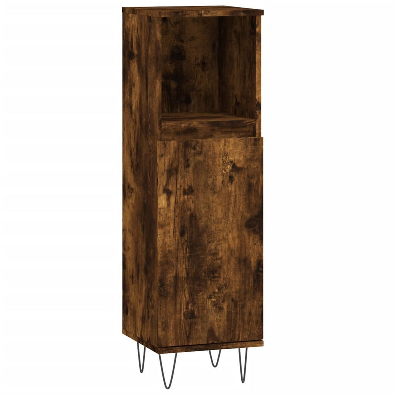 Badkamerkast 30x30x100 cm bewerkt hout gerookt eikenkleurig MeubelReus