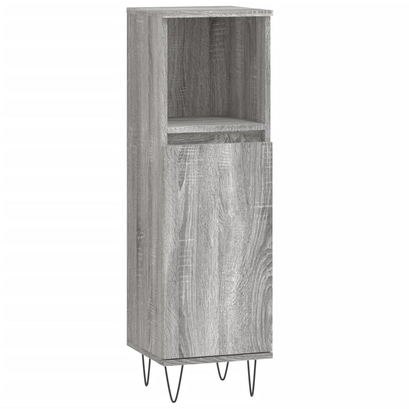 Badkamerkast 30x30x100 cm bewerkt hout grijs sonoma eikenkleur MeubelReus