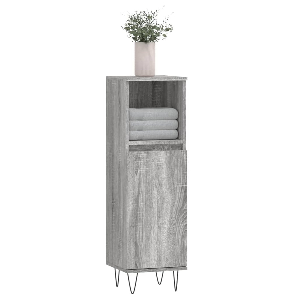 Badkamerkast 30x30x100 cm bewerkt hout grijs sonoma eikenkleur MeubelReus