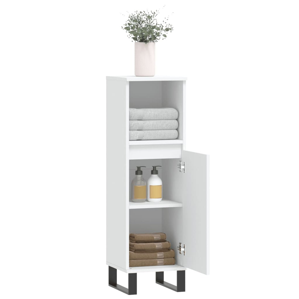 Badkamerkast 30x30x100 cm bewerkt hout wit MeubelReus