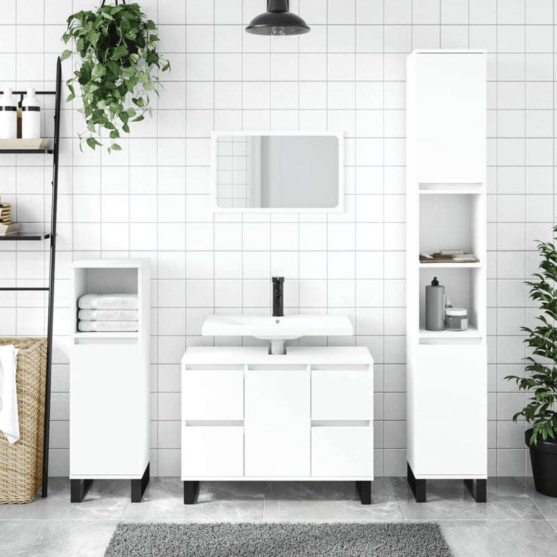 Badkamerkast 30x30x100 cm bewerkt hout wit MeubelReus