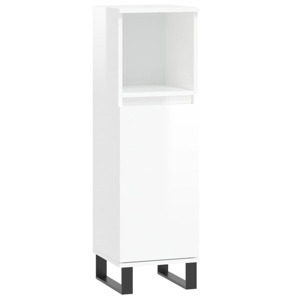 Badkamerkast 30x30x100 cm bewerkt hout hoogglans wit MeubelReus
