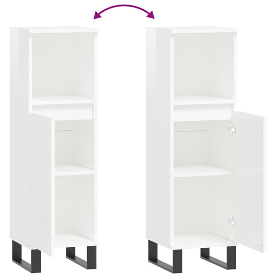 Badkamerkast 30x30x100 cm bewerkt hout hoogglans wit MeubelReus