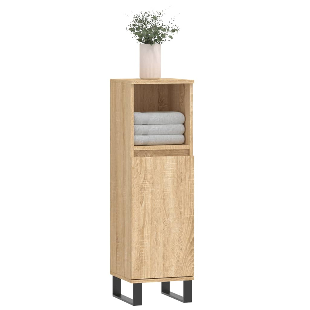 Badkamerkast 30x30x100 cm bewerkt hout sonoma eikenkleurig MeubelReus
