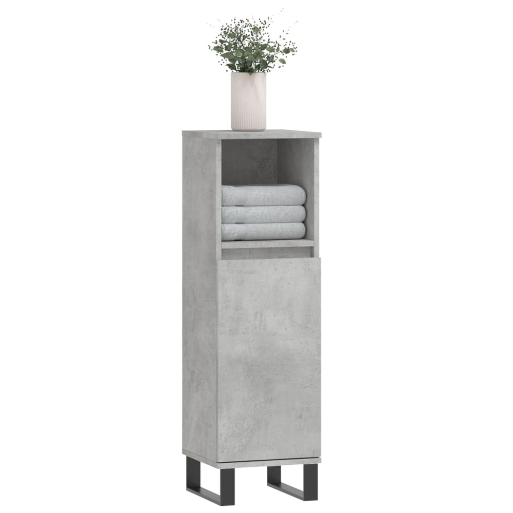 Badkamerkast 30x30x100 cm bewerkt hout betongrijs MeubelReus