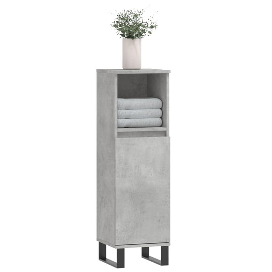 Badkamerkast 30x30x100 cm bewerkt hout betongrijs MeubelReus