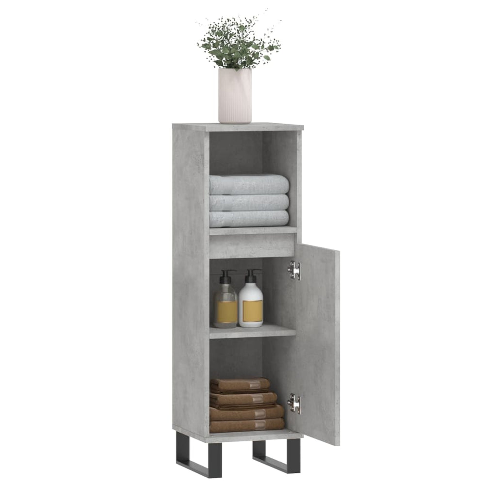 Badkamerkast 30x30x100 cm bewerkt hout betongrijs MeubelReus