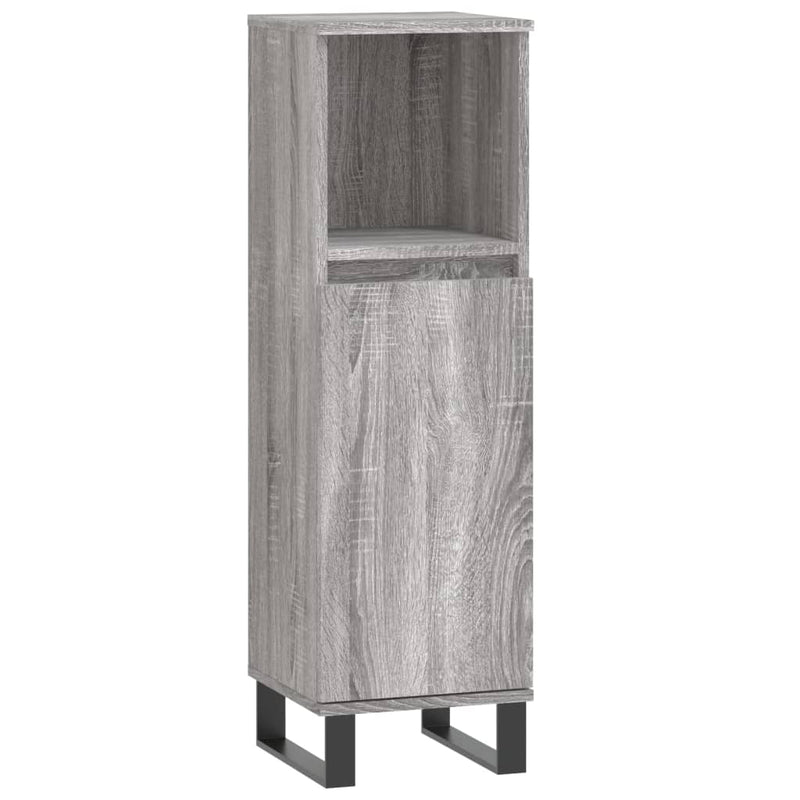 Badkamerkast 30x30x100 cm bewerkt hout grijs sonoma eikenkleur MeubelReus