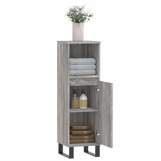 Badkamerkast 30x30x100 cm bewerkt hout grijs sonoma eikenkleur MeubelReus