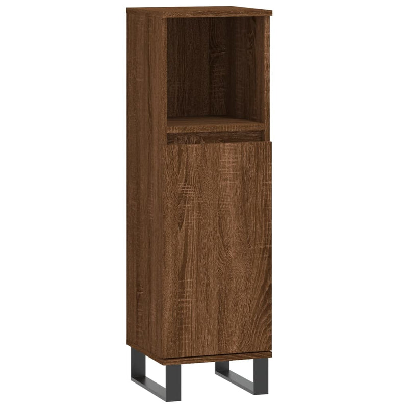 Badkamerkast 30x30x100 cm bewerkt hout bruin eikenkleur MeubelReus