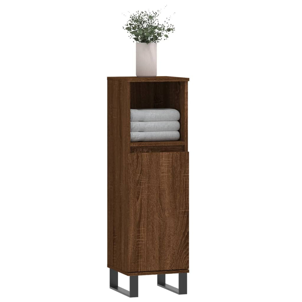 Badkamerkast 30x30x100 cm bewerkt hout bruin eikenkleur MeubelReus