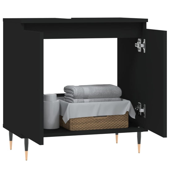 Badkamerkast 58x33x60 cm bewerkt hout zwart MeubelReus