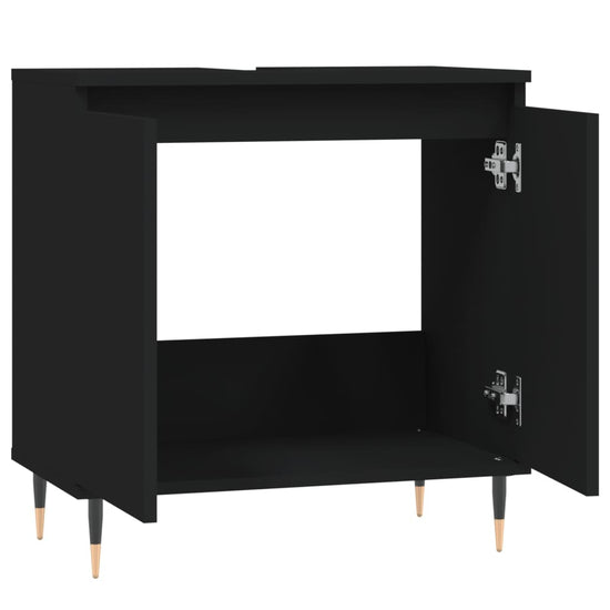 Badkamerkast 58x33x60 cm bewerkt hout zwart MeubelReus