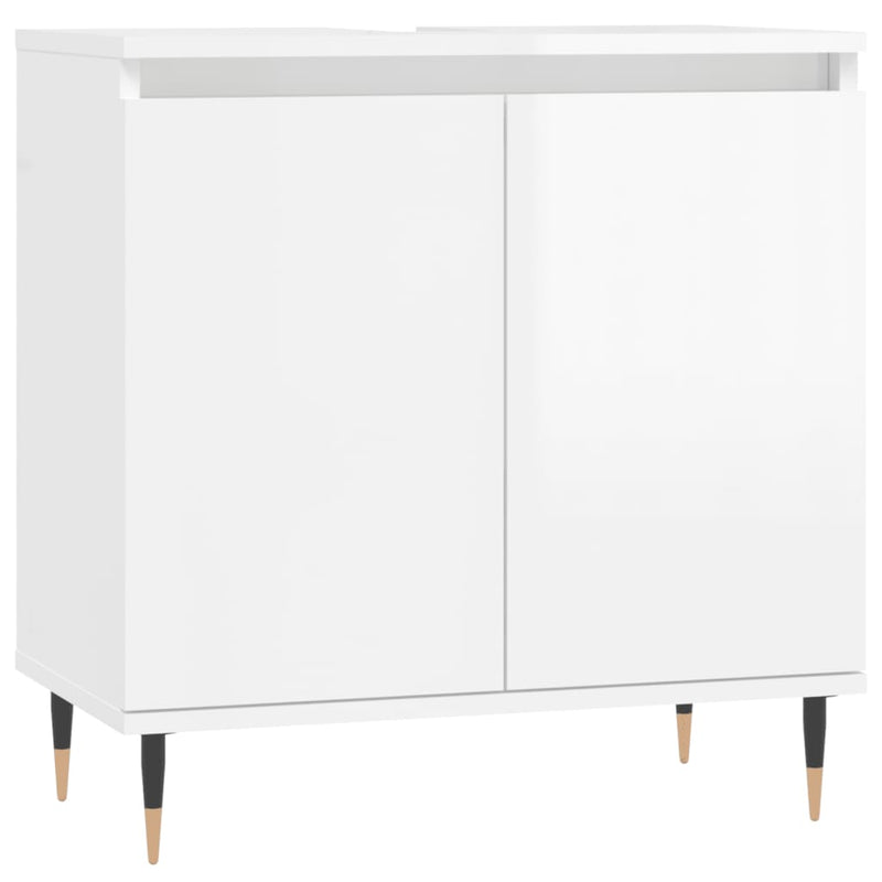 Badkamerkast 58x33x60 cm bewerkt hout hoogglans wit MeubelReus