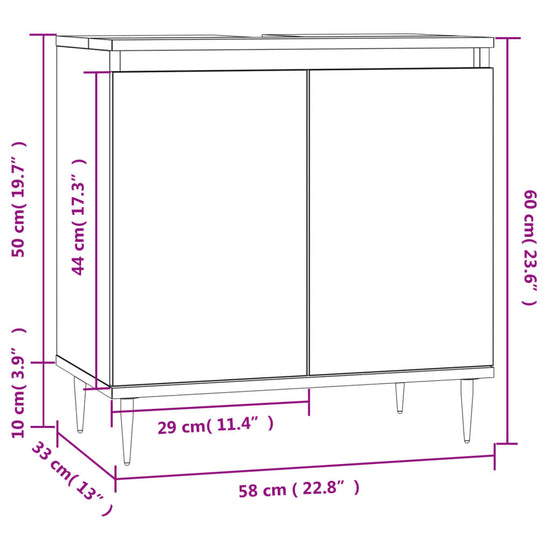 Badkamerkast 58x33x60 cm bewerkt hout betongrijs MeubelReus