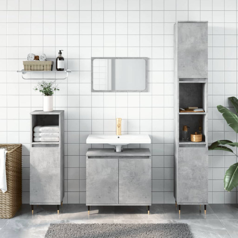 Badkamerkast 58x33x60 cm bewerkt hout betongrijs MeubelReus