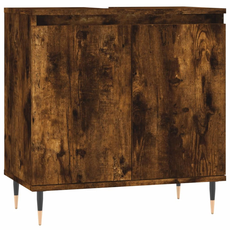 Badkamerkast 58x33x60 cm bewerkt hout gerookt eikenkleurig MeubelReus