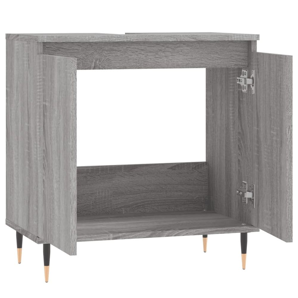 Badkamerkast 58x33x60 cm bewerkt hout grijs sonoma eikenkleurig MeubelReus
