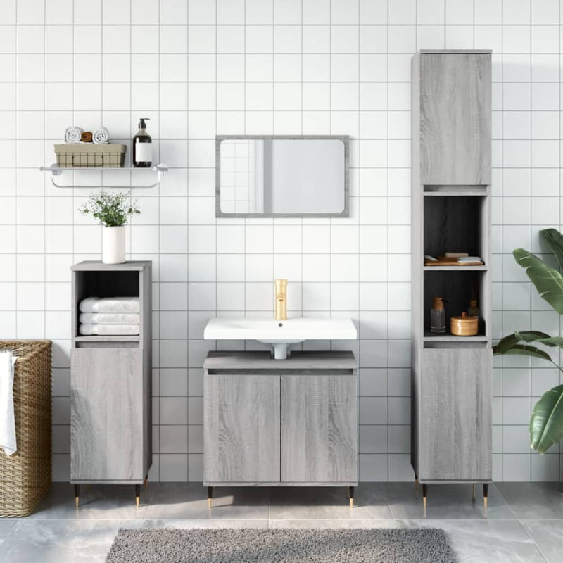 Badkamerkast 58x33x60 cm bewerkt hout grijs sonoma eikenkleurig MeubelReus
