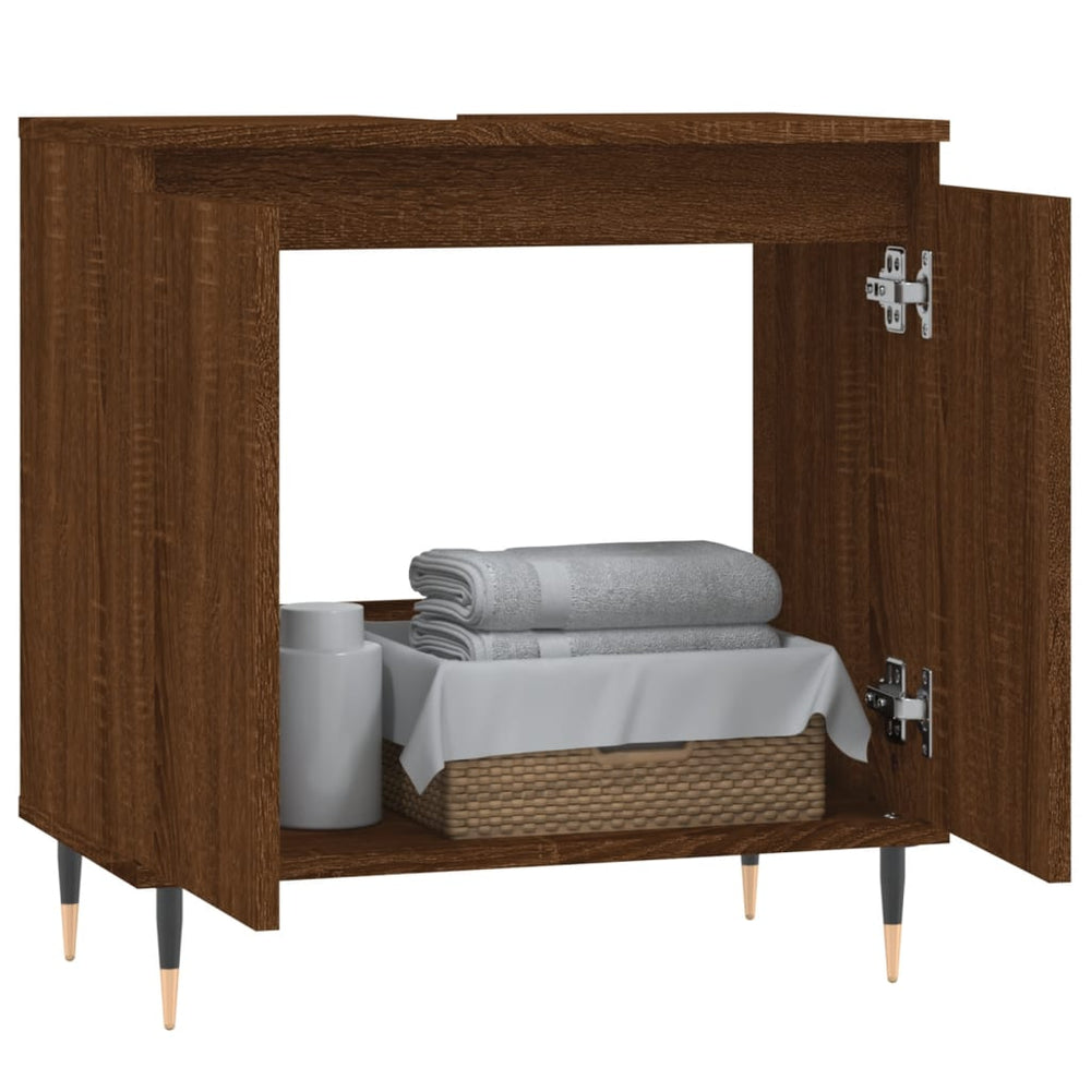 Badkamerkast 58x33x60 cm bewerkt hout bruin eikenkleur MeubelReus