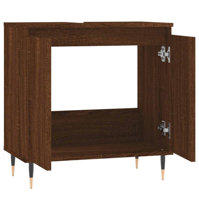 Badkamerkast 58x33x60 cm bewerkt hout bruin eikenkleur MeubelReus