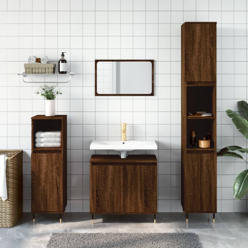 Badkamerkast 58x33x60 cm bewerkt hout bruin eikenkleur MeubelReus