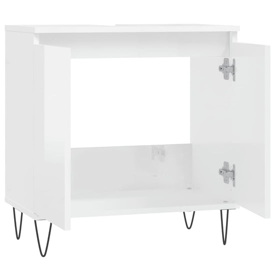 Badkamerkast 58x33x60 cm bewerkt hout hoogglans wit MeubelReus